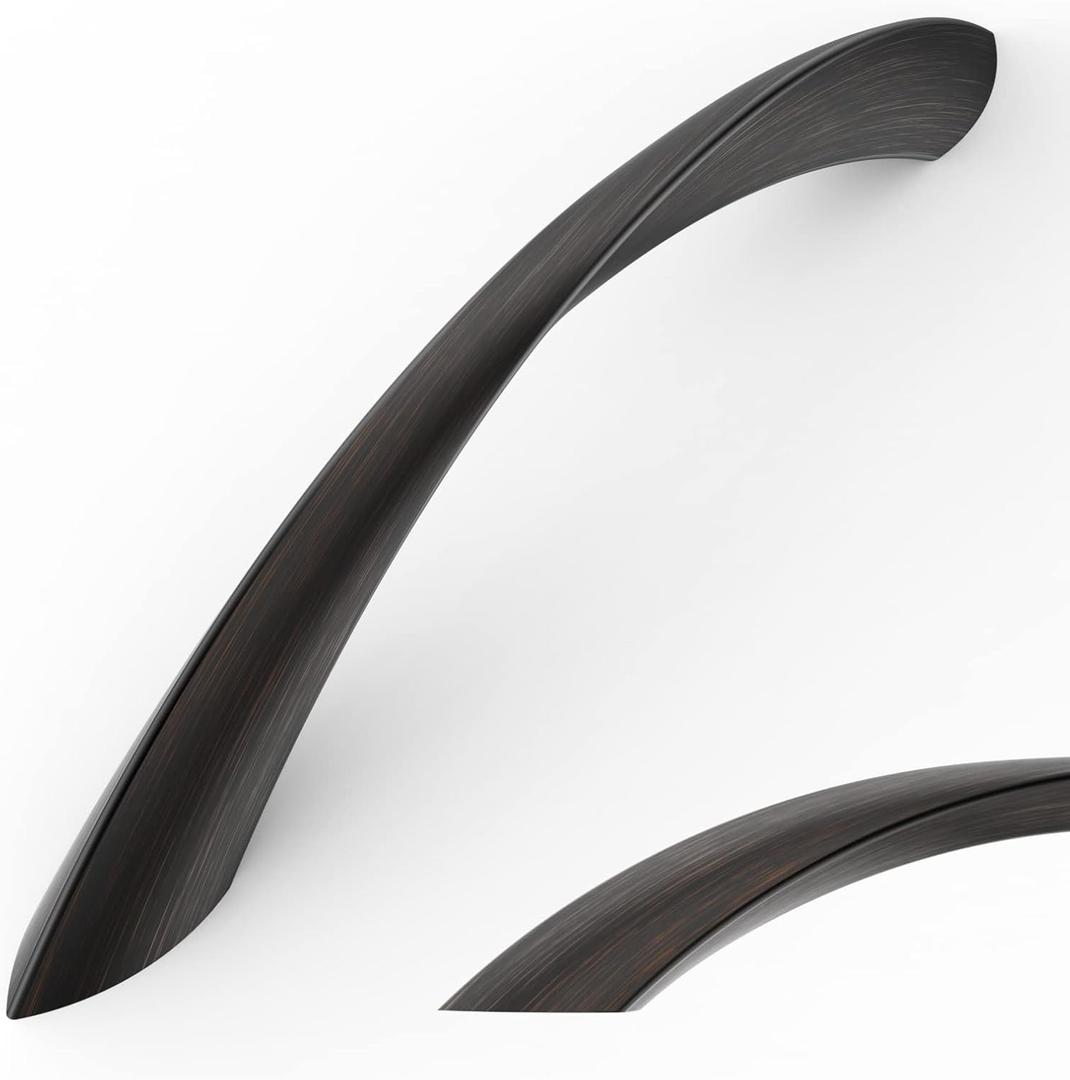 Amerdeco 10 Pack Matte Black 5 Inch(128mm) Hole Centers Kitchen Arch Twisted Cabinet Pulls Cabinet Hardware Kitchen Handles for Cabinets Cupboard Handles Drawer Pulls ZH0048
