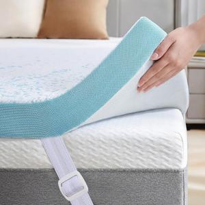 OhGeni 3 Inch Cooling Twin XL Gel Memory Foam Mattress Topper Pad,Soft Bed Cover with Anti-Slip Base,Zipper & Straps,Extra Comfort & Back Pain Relief,College Dorm Room Essential