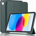 ToaPoia Case for iPad (A16) 11 Inch 2025/iPad 10th Generation 10.9 Inch 2022, Slim Trifold Stand Protective Cover with Pencil Holder and Soft TPU Back,Support Auto Sleep/Wake (Midnight Green)