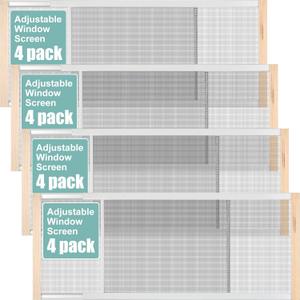 Hicarer 4 Pcs Expandable Window Screen Adjustable Sliding Window Screen Mesh with Zinc Plated Rails and Varnished Wood Ends Replacement Window Screens for Home(18 Inches High x 25-45 Inches Wide)
