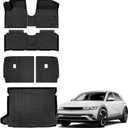 Auxko All Weather Floor Mats Cargo Mat with Backrest Mat for Hyundai Ioniq 5 (Unmovable Center Console, Not for Limited) 2022-2024 TPE Liners Accessories Guard Odorless Anti-Slip Floor Trunk Liners