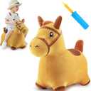 iPlay, iLearn Bouncy Pals Hopping Horse, Toddler Girl Boy Inflatable Bouncing Animal Hopper Toy, Outdoor Indoor Plush Ride on Bouncer, Baby Birthday Gift 18 Month 2 3 4 Year Old Kid - Horse, Large