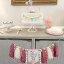 Silly Goose ONE High Chair Banner Pink Gingham Yarn Tassel Garland for One Silly Gosse Theme Girl Sweet One First Birthday Decorations