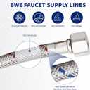 BWE 32-Inch Long Bathroom Kitchen Faucet Connector Braided Stainless Steel Supply Hose 1/2-Inch Female Compression Thread x 2 Pcs (1 Pair)