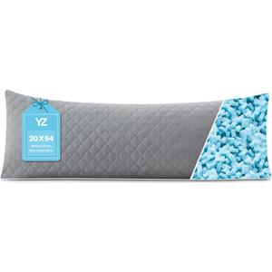 YZ HOME Long Body Pillow for Adults - Firm Body Pillow Insert with Shredded White Memory Foam, Adjustable Height, Soft Support for Side Sleeping, Pregnant Women, Washable (Grey, 20x54 Inch)