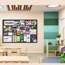 Large Bulletin Board, Foldable 72x48 Inches Cork Board Alternative, Large Felt Board Decorative Pin Board for Wall, Foldable Photo Board Self-Adhesive Vision Board with 36 Pushpins Dark Gray