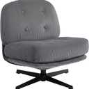 HollyHOME Modern 360°Swivel Accent Chair, Upholstered Comfy Reading Chair, Fabric Lazy Chair with Soft Cushion, Metal Frame Lounge Sofa Chair for Living Room, Bedroom, Balcony, Dark Gray