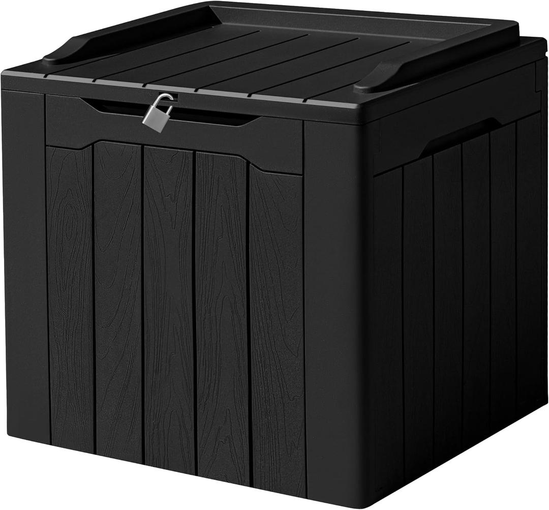 Devoko 31 Gallon Waterproof Outdoor Storage Box Resin Deck Box Lockable and UV Resistant for Patio Furniture,Garden Tools (Black)