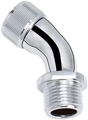 NearMoon Shower Elbow Adapter for Shower Head, Solid Brass 45°G1/2 Male to Female Shower Arm Extension Connector, Polish Chrome (Medium)
