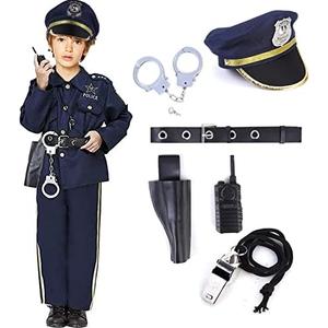Acekid Police Costume for Boys Halloween Police Officer Costume for Kids, S