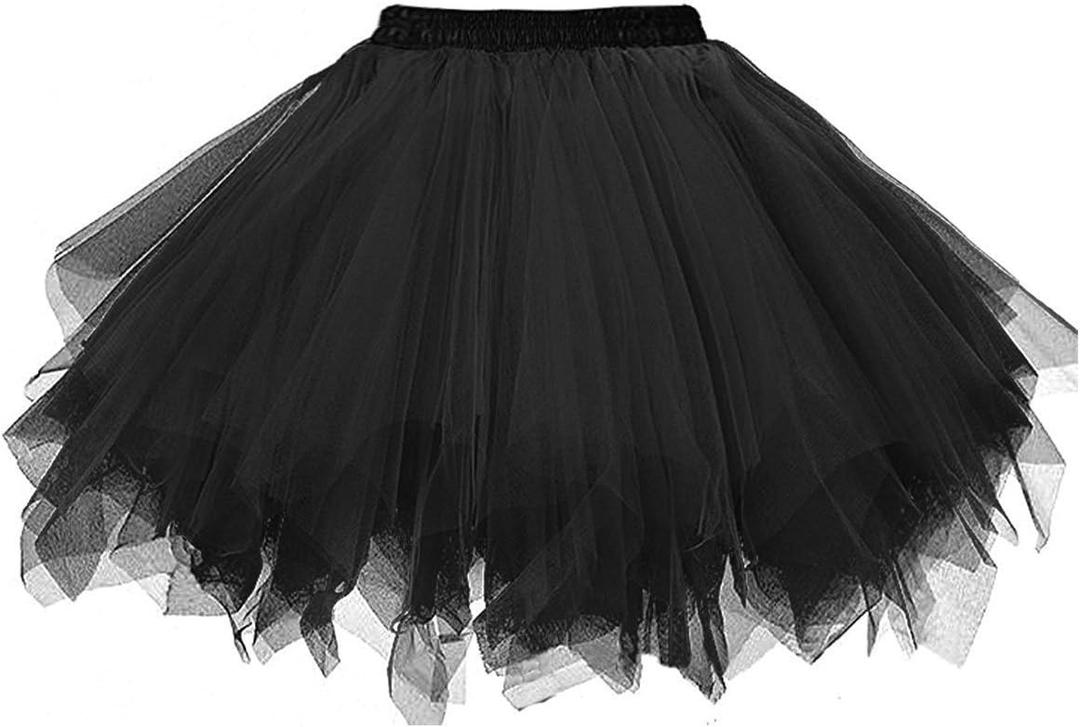 Girls Tutu Skirts Layered Tulle Princess Dresses Sparkle Tutu (Size: 5-8 Years, Black)