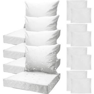 All Smiles White Patio Furniture Replacement Chair Cushion Covers Set of 4 for Waterproof Resistant Outdoor Deep Set Cushion Covers for Seat Yard Garden Deck24 x 20 Inch, 24 x 24 x 4 Inch