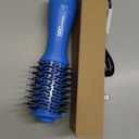 Mini Travel Blow Dryer Brush for Short to Medium Hair, 2 Inch Oval Hot Air Brush with Ceramic Coating, 3 Heat Settings for Smooth, Voluminous Blowouts, 120V (Blue)