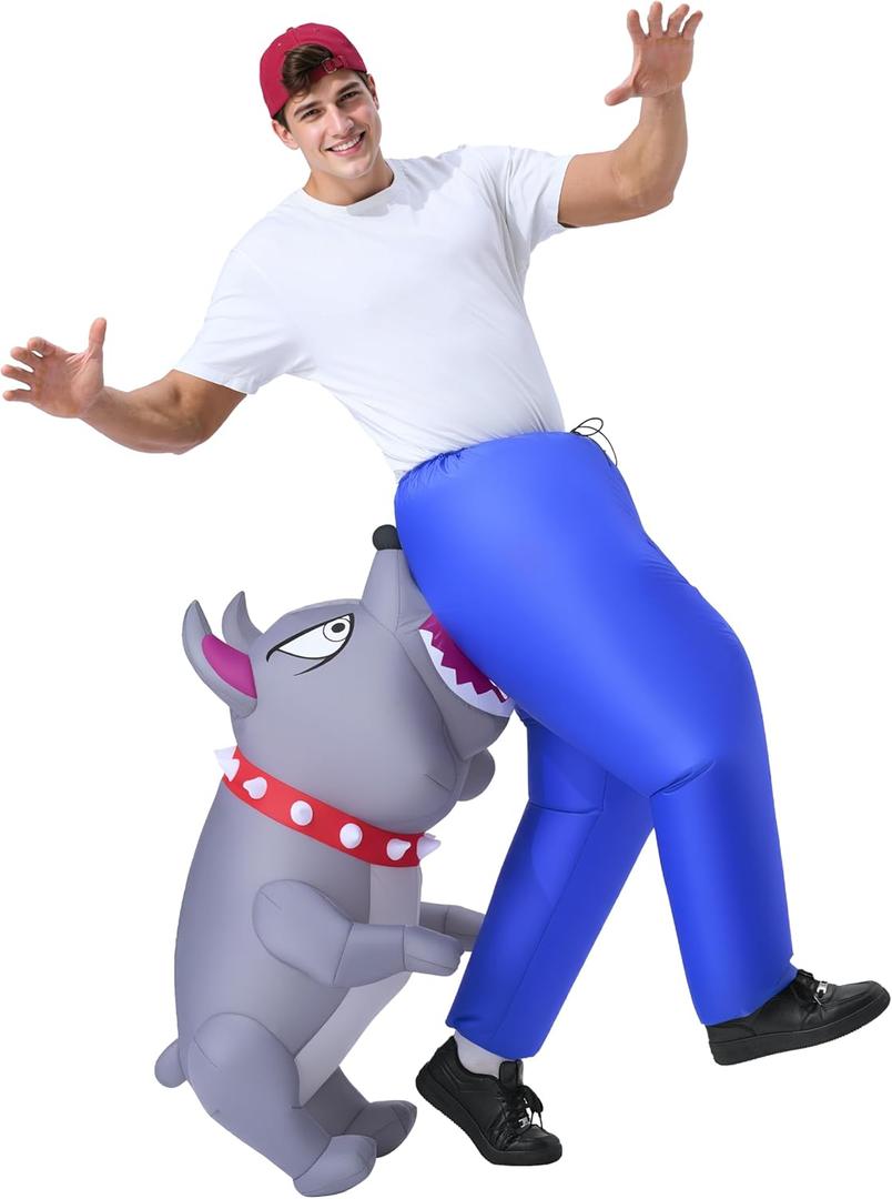 Spooktacular Creations Inflatable Dog Costumes for Adults, Biting By a Bulldog Blow up Outfit for Halloween Themed Parties (X-Large(75In))