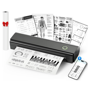 NDYIN Portable Printers Wireless for Travel, N80 Wireless Thermal Printer Bluetooth Inkless Printer Support 8.5" X 11" US Letter & A4, Compatible with iOS, Android, Laptop