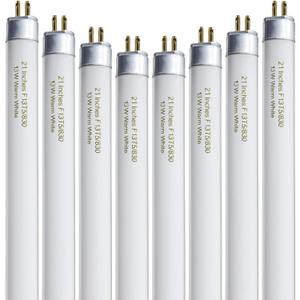 8 Pack 21 Inch T5 Fluorescent Light Bulb 13 Watt F13T5/WW Compatible with Sylvania Satco Philips GE Under Cabinet Tube Light Warm White 800 Lumen G5 Base 8 Count