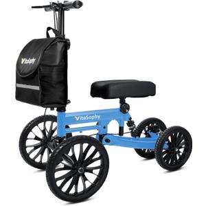All Terrain Knee Scooter with Disc Brake System, Steerable Knee Walker for Adults for Foot Surgery, Broken Ankle - Rover Scooter for Broken Foot Injured Leg Crutch (Blue)