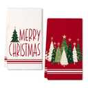DineDia Merry Christmas Kitchen Towels Set of 2,Red Xmas Tree Dish Hand Towels Holiday Home Indoor Bathroom Party Seasonal Noel Decorations DD025