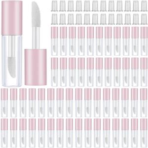 Patelai 100 Pieces 1.2 ml Clear Mini Lip Gloss Tube Refillable Empty Lip Balm Gloss Containers for DIY Makeup, Pink