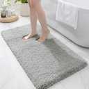 Gray Bathroom Rug 24x48 Non Slip Fluffy Bath Mat for Bathroom Floor Washable Plush Luxury Bath Rug for Tub Soft Shaggy Absorbent Shower Sink Mat (Grey)