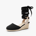 DREAM PAIRS Women's Wedge Sandals Platform Close Toe Espadrilles Strappy Lace Up Sandals Cute Fashion Comfortable Dressy Beach Vocation Summer Shoes, Size:9