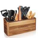 BOTOP Acacia Wood Utensil Holder for Kitchen Counter, 4 Compartment Farmhouse Heavy-Duty Flatware Caddy & Silverware Organizer - Large Kitchen Decor for Spoons, Forks, Parties, Coffee Bar & RV