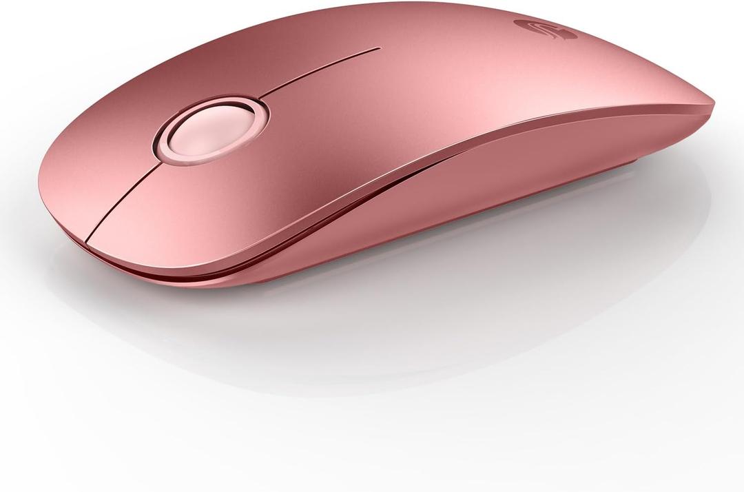 RAPIQUE Bluetooth Wireless Mouse - (BT5.1+USB) Dual Connectivity, Quiet Click, Low Power, and 1600 DPI, Portable Cordless Mouse for Mac, Laptop, MacBook Pro/Air, iPad (Rose Gold)