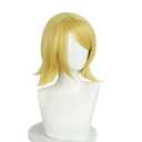 Short Blonde Wigs Shoulder Length Blonde Cosplay Wig for Costume Short Yellow Wigs Cosplay Outfit Halloween Party +Hair Cap