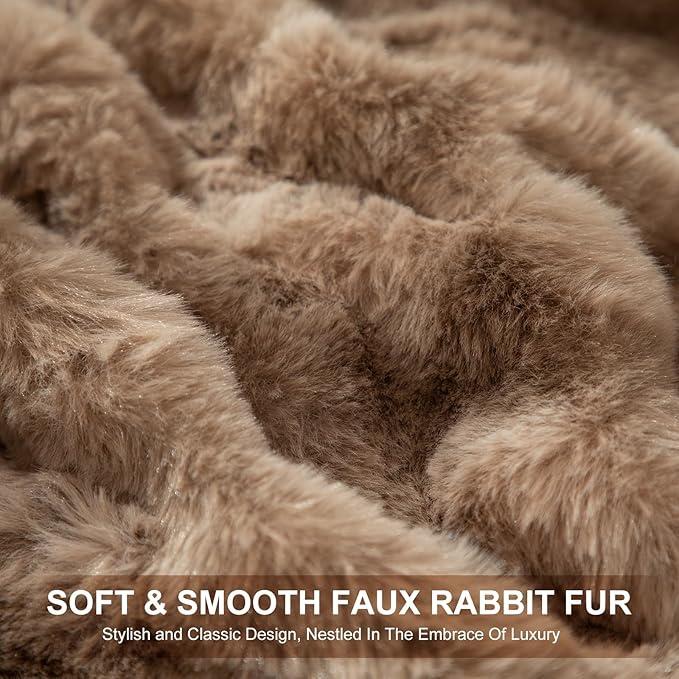 ACCU-WARMTH Heated Blanket Twin Size- Plush Thick Bubble Faux Fur Heated Blanket, Fast Heating Electric Blanket 6 Heating Levels & 10 Hours Auto-Off, Machine Washable, 62"x84", Patterned Taupe