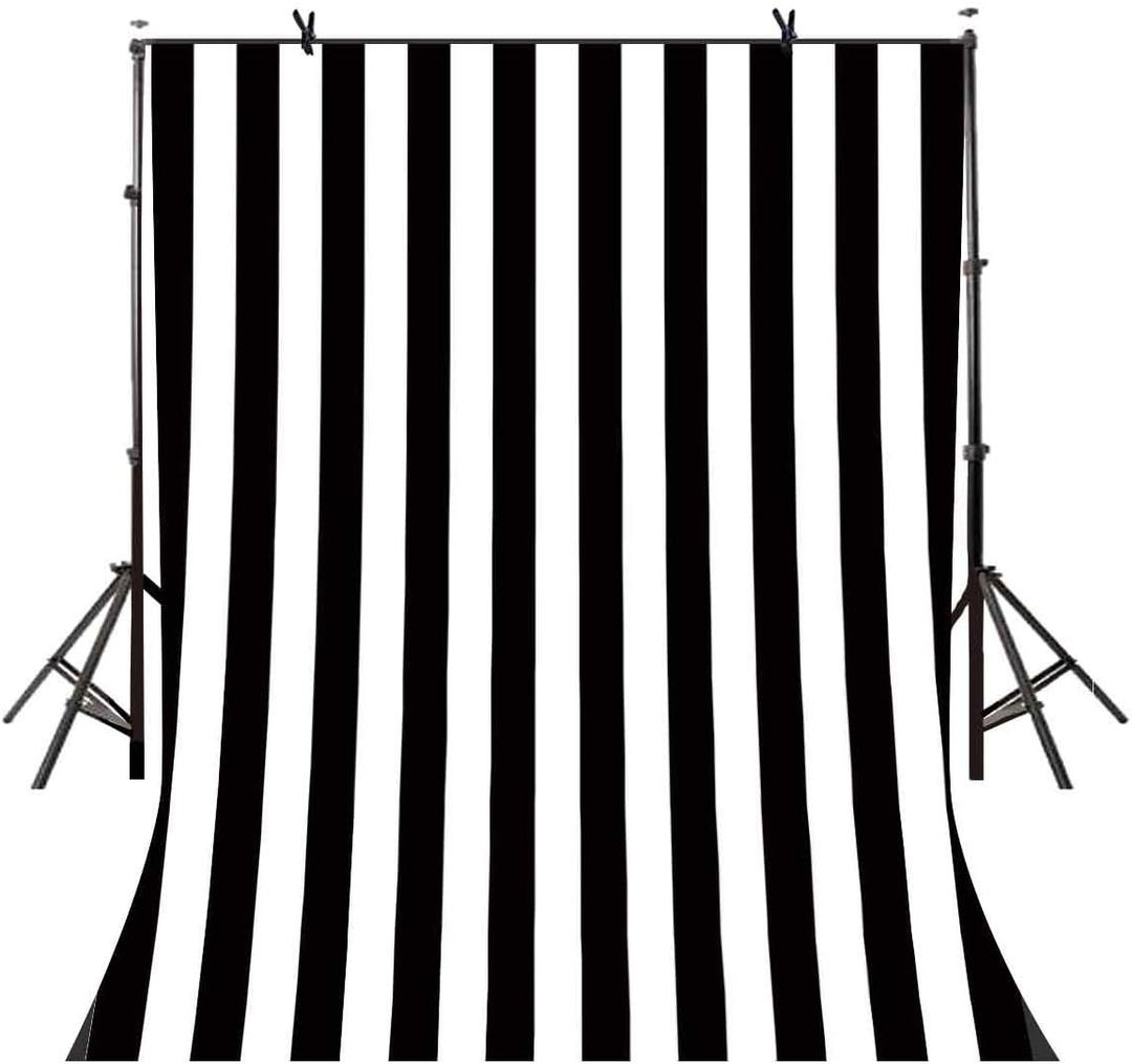 EOALOR EOA 5(W) x7(H) FT Black White Stripes Photography Backdrop Birthday Bday Party Decorations Wedding Bridal Baby Shower Family Photoshot Portrait Studio Props