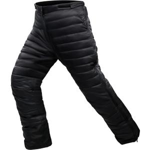 Men's Winter Ultra Warm Utility Down Pants Insulated Outdoor Windproof Compression Snow Pants High Waisted (Medium, Black)