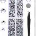 Meibite Hotfix Rhinestones Clear Glass 6796PCS SS6SS30 Flat Back Crystal Rhinestone Kit for Clothes Fabric DIY, Sparkly Gems with Tweezers & Picker for Tumblers, Dance Costumes, Crafts