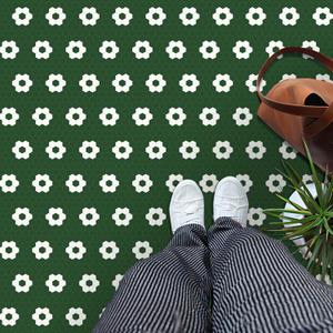 MORCART 20 Pack Peel and Stick Floor Tile, 7.87" x 7.87" Vinyl Flooring Waterproof, DIY Flooring for Bathroom, Kitchen, Fireplace, Pet House, Stairs, Bedrooms, Wall Dark Green White (1543 white flowers+green bg)