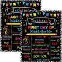 YQUQWN First Day and Last Day of Board First Day of School Sign Double Sided Back to School Board with Marble Border Kindergarten Preschool 1st Grade Supplies Chalkboard for Kids Boys Girls,Set of 2