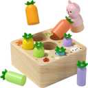 Montessori Toys for Baby 6-12 Months, Wooden Toy for 1 Year Old Boys and Girls, Magnetic Carrot Game for Toddlers, Shape Sorting Matching Puzzle, Educational Birthday (Bouncing Carrot)