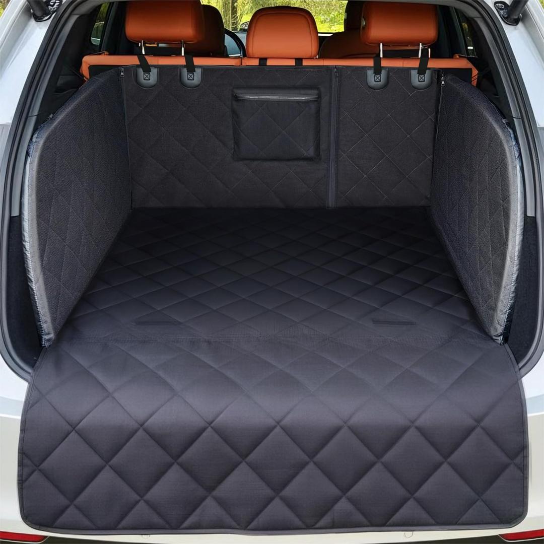 REEVAA SUV Cargo Liner for Dogs, Full Coverage Non-Slip Cargo Cover with Cushioned Sides to Protect Your Dog, Waterproof & Durable, Machine Washable Trunk Protector Mat (M, Black)