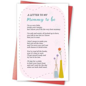 Heartfelt Poem Mother's Day Card for Mother to Be, Mother's Day Gifts for Pregnant Women from Baby, Romantic Baby Shower Card for New Mom (PM-10-83)