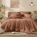 Monbix Oversized King Comforter Set - 7 Pieces Cationic Dyeing Autumn Leaf Bed in a Bag Bed Sets with Comforter, Sheets, Pillowcases & Shams, Reversible Bedding Comforters Sets