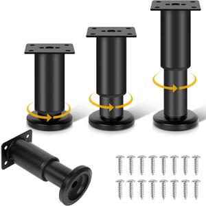 4 Piece Adjustable Height Bed Frame/Slat Center Support Legs, Metal Furniture Legs, for Bed/Sofa/Cabinet/Dresser/Table etc., Heavy Duty Bed Replacement Legs(3.15-4.72 Inchs)