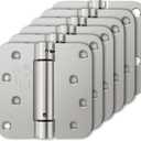 Luxbaro 6 Pack Self Closing Door Hinges, 4 Inch Spring Loaded Door Hinges, Adjustable Tension for Garage, Front Door, Back Door, for Left and Right Hand Door, 5/8'' Radius Corners, UL Listed