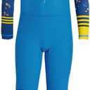 IDOPIP Kids Boys Girls Color Block One Piece Swimsuit Swimwear Long Sleeve Rash Guard Sunsuit Wetsuit Beachwear Bathing Suit (5-6 Years)