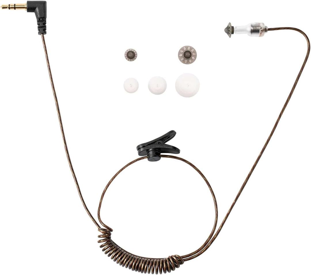 Tubeless Covert Security FBI Police 3.5mm /1 Pin Listen Only Earpiece Headset for Remote Speaker Mic Motorola Kenwood Two Way Radio (22" Cable Brown)