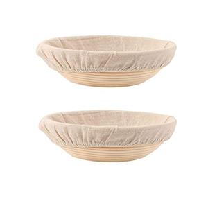DOYOLLA Bread Proofing Baskets Set of 2 12 inch Round Dough Proofing Bowls w/Liners Perfect for Home Sourdough Bakers Baking