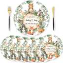 50 Pieces Paper Placemats for Woodland Baby Shower, 13.7" Forerst Animals Disposable Table Place Mats, Woodland Animals Baby Shower Decorations