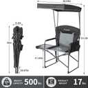 Oversized Camping Chairs with Canopy Foldable Directors Chair with Side Table & Pockets Portable Adults Heavy Duty Outdoor Folding Chairs for Lawn, Beach, Picnic, Sports and Fishing, Supports 500lbs, 35.4 inches x 28.5 inches x 53.1 inches