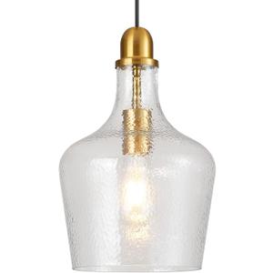 Glass Pendant Light Modern Brass 1 Light Single Dome Pendant Lighting Fixtures for Kitchen Island Dining Room Hallway, Dia 9 Inch, E26, UL Listed (Hammered)