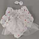 Baby Girl Valentines Dress Heart Puff Sleeve Cotton Linen Tulle Romper Dresses Newborn Valentines Outfit