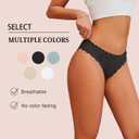 VKME Cotton Underwear for Women Seamless No Show Bikini Breathable Hipster Wavy Sides Invisibles Cheeky Panties 5 Pack (S)