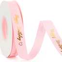 Happy Birthday Pink Ribbon 5/8 Inch 25 Yards - Gift Wrap, Cake Decorations, Flower Bouquet - Feliz Cumpleaos