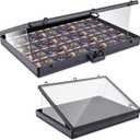 Trade Show Display Case Portable Aluminum Sports Card Table Top Display Case Frame Clear Acrylic Showcase Cabinet Box with Lock for Trading Cards Jewelry Collectibles (Black,24"x20")